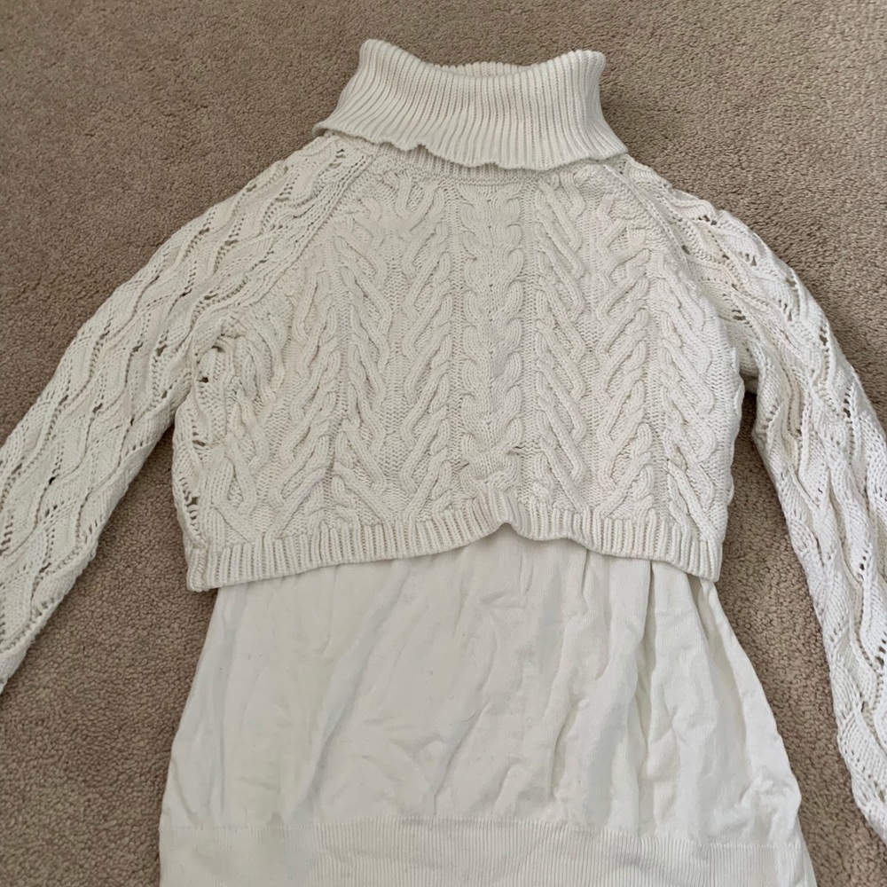 Etc white cable knit turtleneck sweater